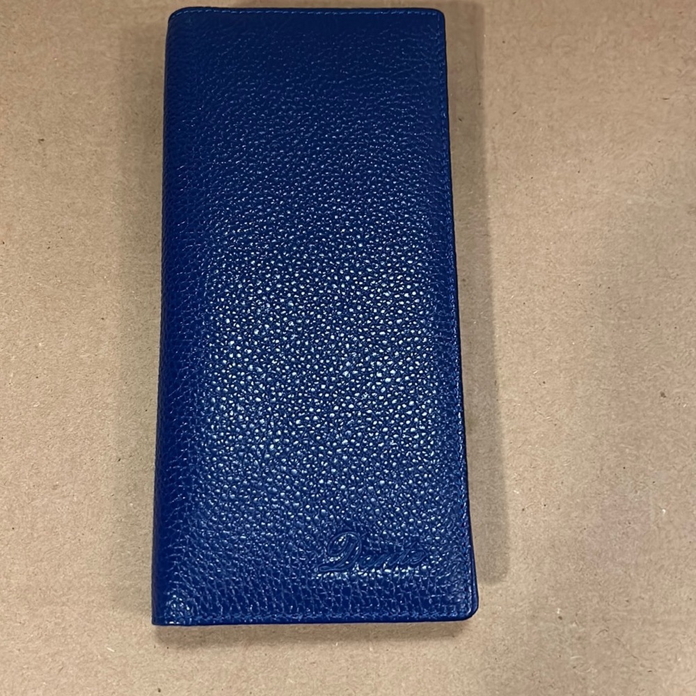 DANTE RFID Ladies Pebbled Leather Wallet Clutch -Blue- like new